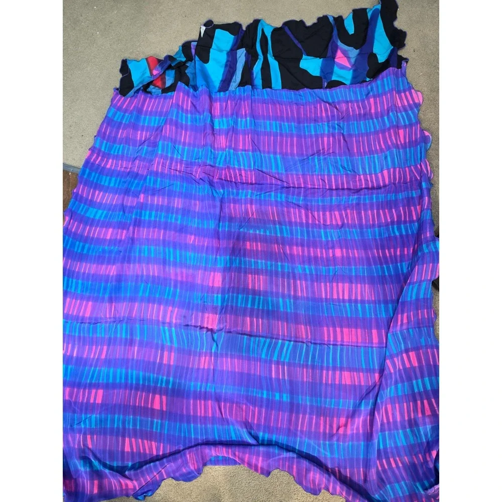 Vtg 80s Babacho for Nicole Hand Painted Silk Dress & Matching Scarf Set Art
